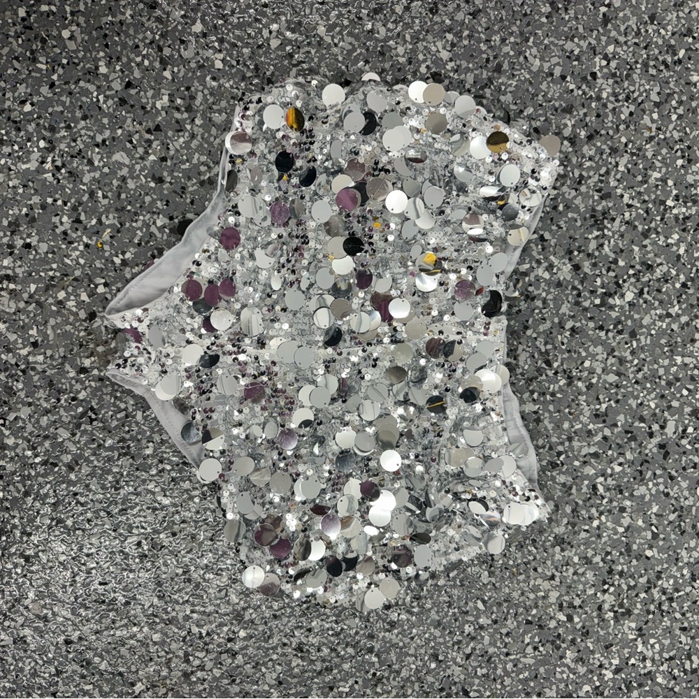 Silver Sequin Embellished Shorts